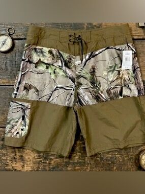 NWT Cabela's Size 36 Bay Rapids Board Shorts Realtree APG Camo Swim Hunting